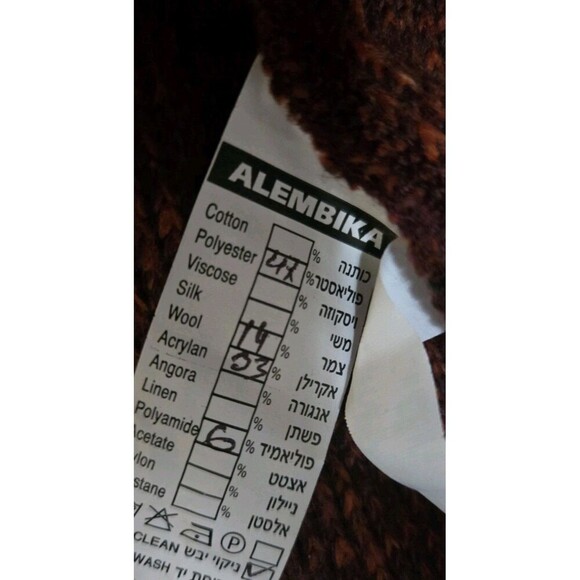 Alembika Open Front Cardigan Women's L Red Knit Wool Blend Sweater Artsy - Picture 8 of 8